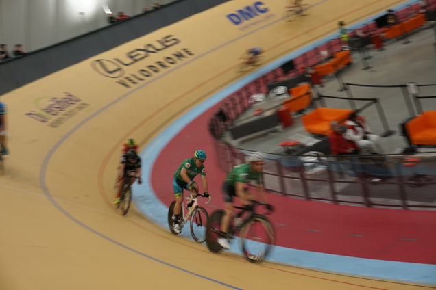 The racers at the Lexus Velodrome only do 100 laps, or about 10 miles. That’s still fairly brutal, as you can see.